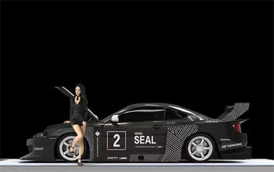 TimeMicro Nissan S15 SILVIA #2 LBWK Black w/ Doll Version Limited Edition 2000PCS ONLY 1:64 car Pre-built Model view2