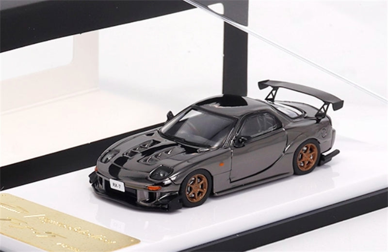1:64 Mazda RX-7 FD3S Gunmetal Grey with Gold Wheels My Model collect DIECAST Model