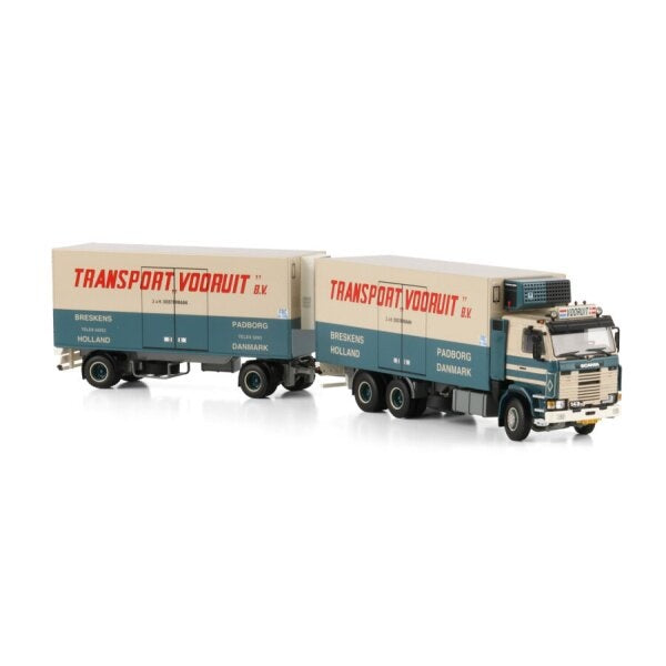 1:50 SCANIA Transport Vooruit 3 Series 6X2 REEFER DRAWBAR TURNTABLE TRAILER 5 AXLE WSI Diecast Model
