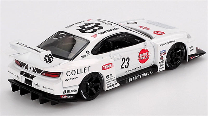 MINIGT Nissan S15 SILVIA LB Super Silhouette ATHLETE #23 white carton packaging 1:64 Car Pre-built Model view3