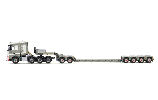 WSI MERCEDES BENZ AROCS MP4 2.300 STREAM SPACE 8X6 LOW LOADER | EURO - 4 AXLE | DOLLY - 2 AXLE Affolter 1:50 DIECAST Truck Lorry