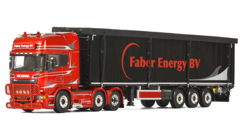 WSI SCANIA R6 STREAMLINE TOPLINE 6x2 VOLUME TRAILER / CARGO FLOOR - 3 AXLE Faber Energy 1:50 DIECAST Truck Lorry