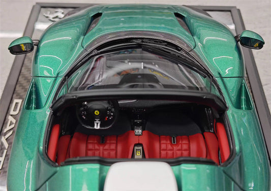 BBR MODELS Ferrari SP3 Daytona convertible Sapphire Green Gold Wheel Black Card Carbon fiber base Limited Edition 10PCS ONLY 1:18 Car Pre-built Model view2