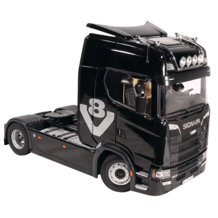 NZG SCANIA 730S Black V8 transport vehicle + double-layer trailer KIT 1:18 DIECAST Truck Lorry