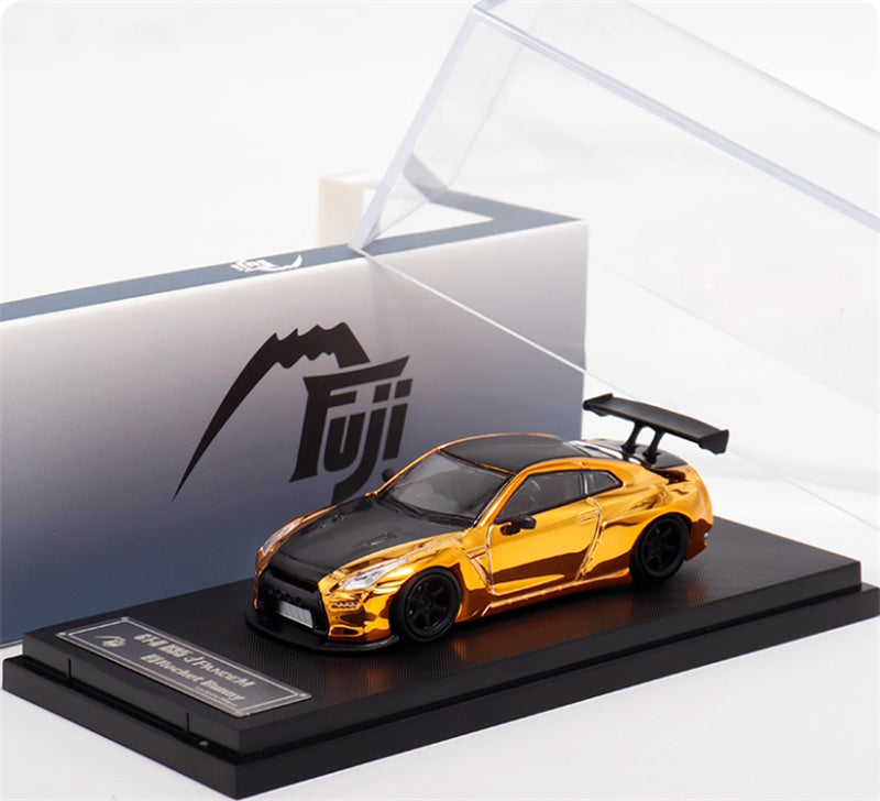Fuji Nissan GT-R R35 Pandem Rocket Bunny Widebody Modification Car Electroplated gold black Limited Edition 599PCS ONLY 1:64 Car Pre-built Model view8