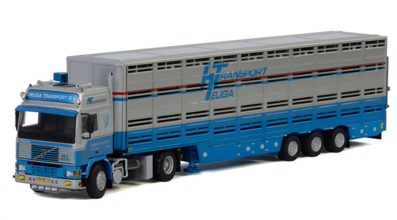 WSI VOLVO F16 GLOBETROTTER 4X2 LIVE STOCK TRAILER - 3 AXLE Heuga Transport 1:50 Truck Pre-built Model