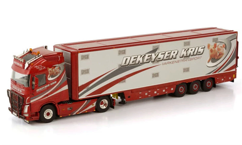 WSI VOLVO FH4 GLOBETROTTER XL 4X2 LIVE STOCK TRAILER - 3 AXLE DEKEYSER KRIS 1:50 Truck Pre-built Model