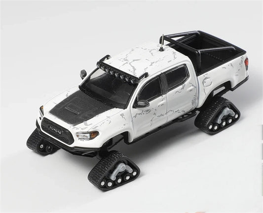 GCD Toyota Tacoma Snow Edition with tank track White Stone Pattern LHD 1:64 Truck Pre-built Model view2
