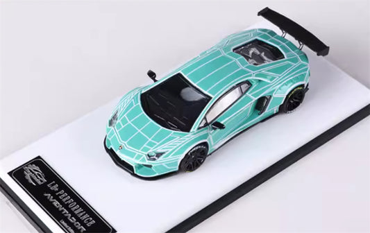 KING MODEL Lamborghini LP700 AVENTADOR Burst Pattern Luminous Edition Electroplated Green 1:64 Car Pre-built Model view2