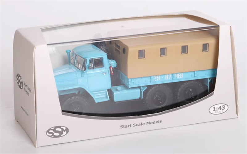 StartScaleModels Soviet URAL-375D flatbed blue Truck with tent 1:43 Truck Pre-built Model