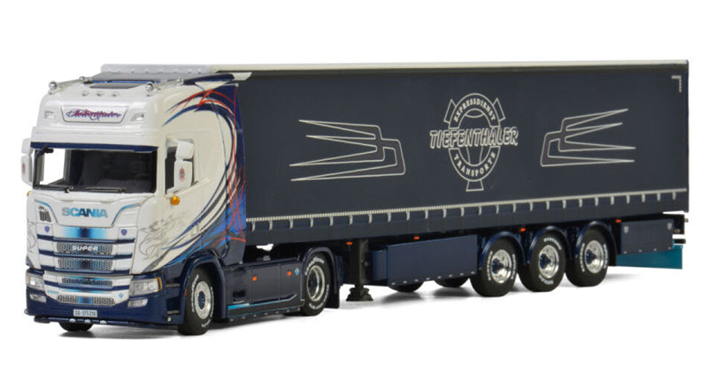WSI SCANIA S HIGHLINE CS20H 4x2 CURTAINSIDE / TAUTLINER TRAILER - 3 AXLE Tiefenthaler 1:50 Truck Pre-built Model