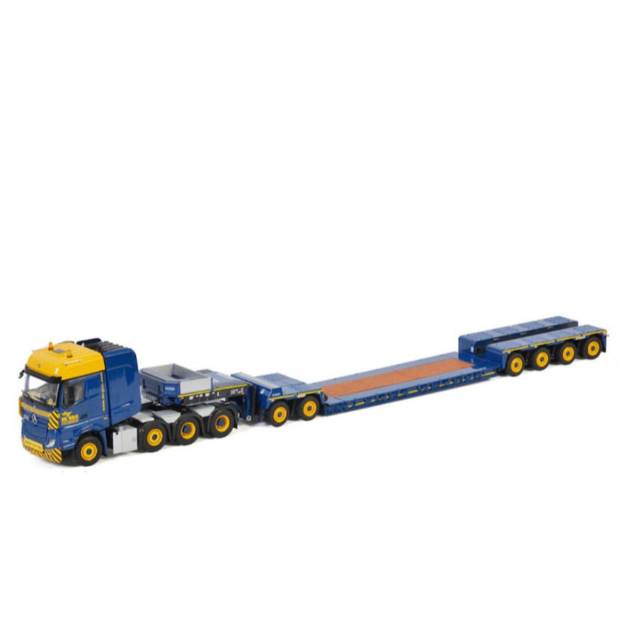WSI MB ACTROS MP4 SLT BIG SPACE 8X4 LOW LOADER EURO-4 AXLE DOLLY-2 AXLE KRAANVERHUUR DE GIER BV 1/50 DIECAST Truck