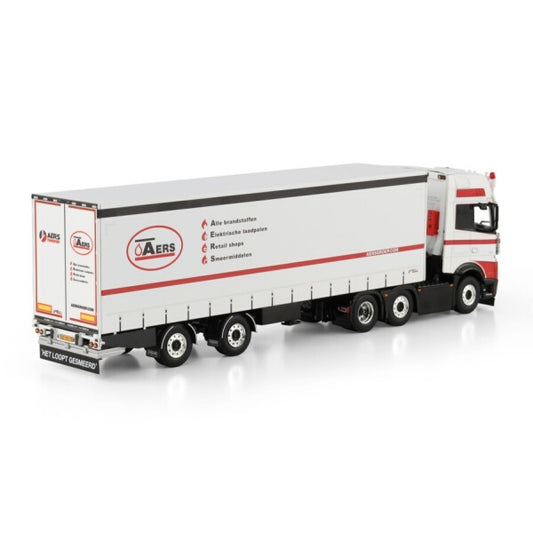 1:50 Mercedes Benz AERS TRANSPORT ACTROS MP5 SPACE 6X2 BOX TRAILER 2 AXLE WSI Diecast Model