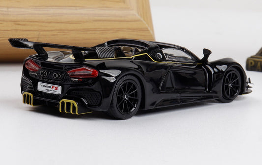 Rhino Model Hennessey Venom F5 Limited Edition 999PCS ONLY Black w/ Figure 23# 1:64 Car Pre-built Model view2