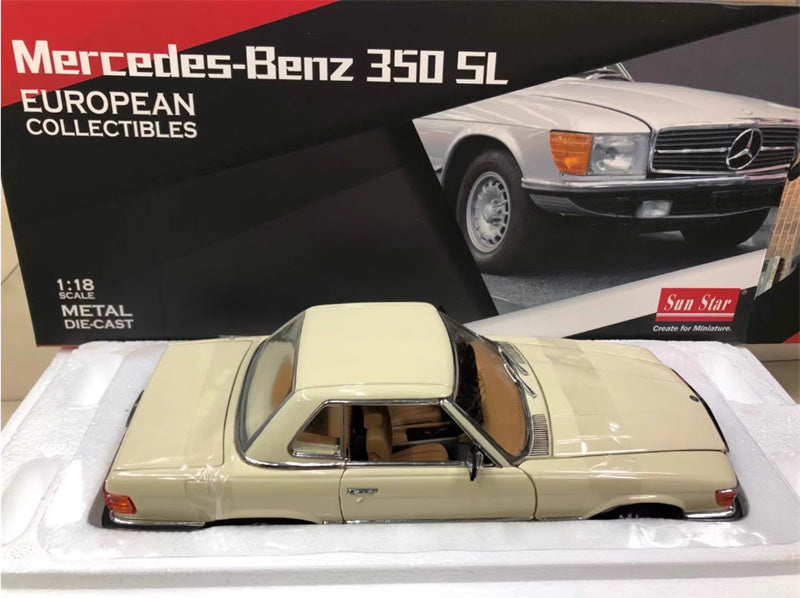 Sun Star Mercedes Benz 350SL 1977 Off white 1:18 Car Pre-built Model