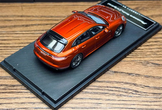 Liberty 64 Porsche Panamera Turbo S Flame Orange w/ Figure and wheels 1:64 Car Pre-built Airliner Model Display view2