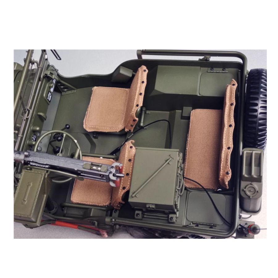 PREMIUM X 1943 Jeep Wells MB Trailer M3 Anti Tank Set Olive green 1:8 DIECAST Tank