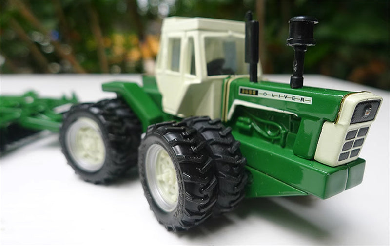 ERTL Oliver 2655 W/ Mulch Ripper 8-Wheel Twisted Waist Tractor Plow Set Emerald Green 1:64 Truck Pre-built Model