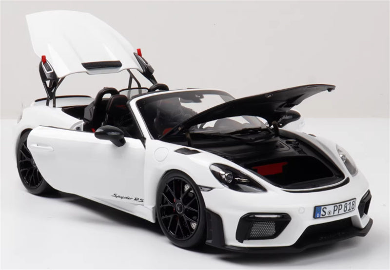 1:18 PORSCHE 718 SPYDER RS White Carbon Cover Norev Convertible DIECAST Car Model