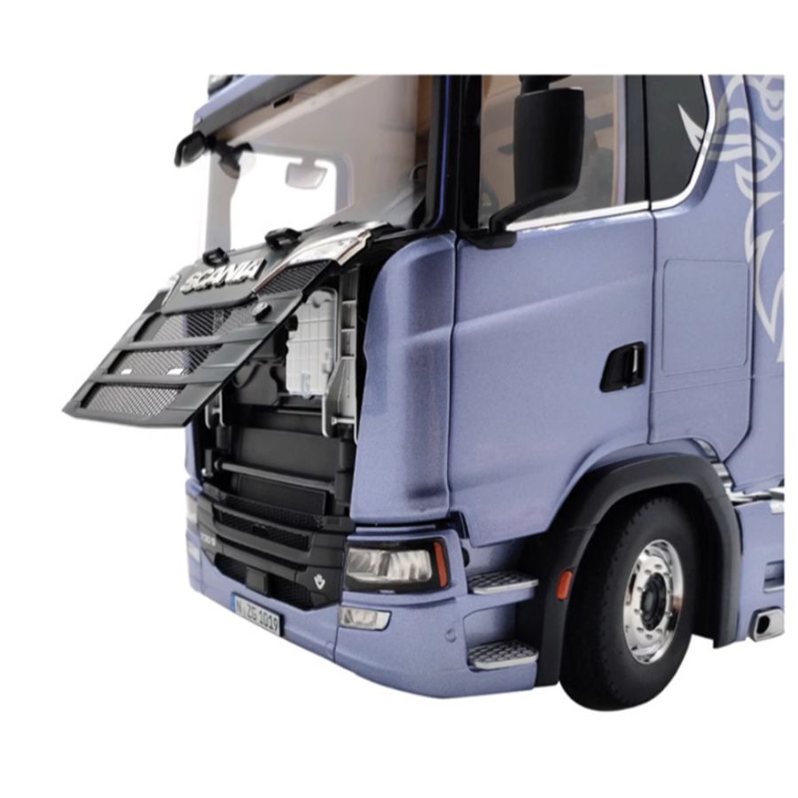 NZG SCANIA 730S Blue V8 transport vehicle + double-layer trailer 1:18 DIECAST Truck Lorry