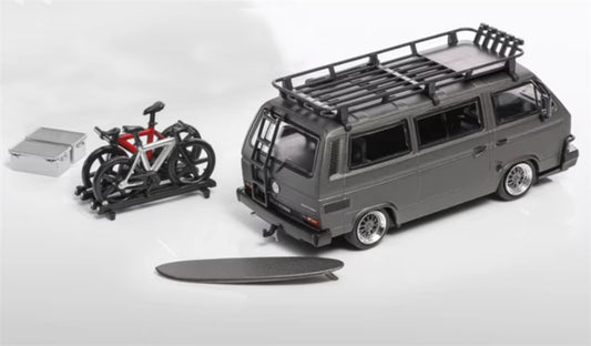 Mortal VW T3 Magway van Exhibition version matte gray with accessories 1:64 Car Pre-built Model view2