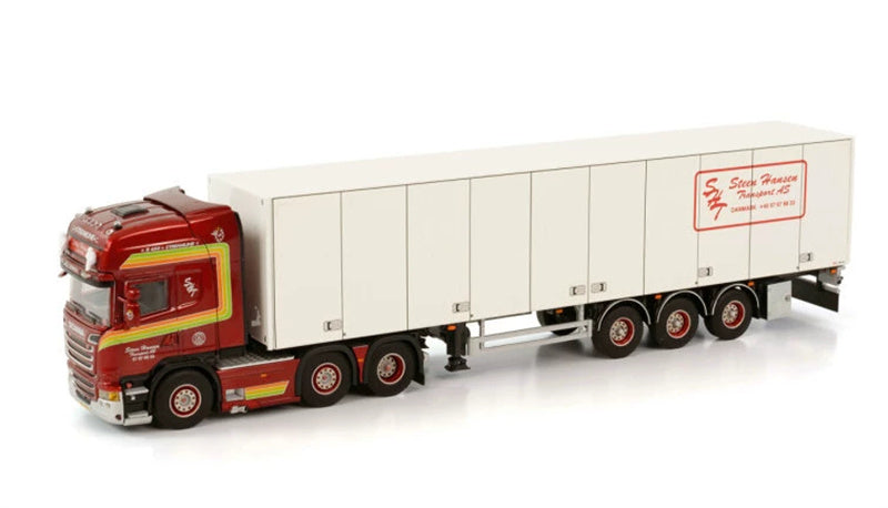 WSI SCANIA STREAMLINE TOPLINE 6X2 TWINSTEER BOX TRAILER - 3 AXLE STEEN HANSEN 1:50 Truck Pre-built Model