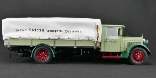 CMC Mercedes Benz LKW LO2750 Truck Transport w/ Tarpaulin Green 1:18 Truck Pre-built Model view2