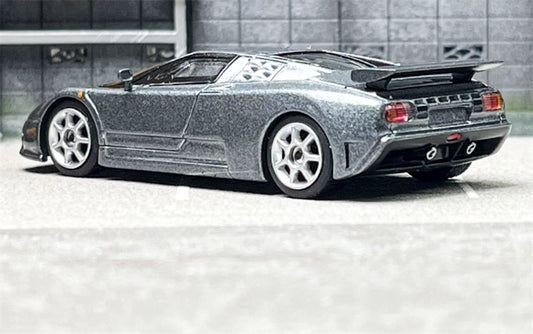 MINIGT Bugatti EB110 super Sport Grigio Scuro color box packaging 1:64 Car Pre-built Model view2