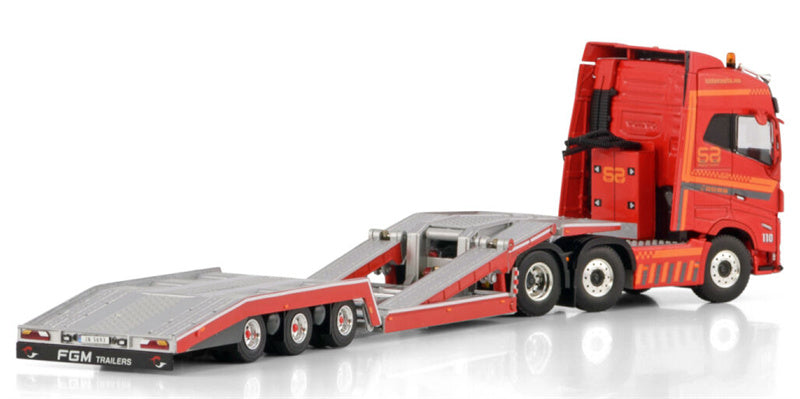 WSI VOLVO FH5 GLOBETROTTER 6X2 TWIN STEER TRUCK TRANSPORTER - 3 AXLE SATER AUTO FGM Trailers 1:50 Truck Pre-built Model