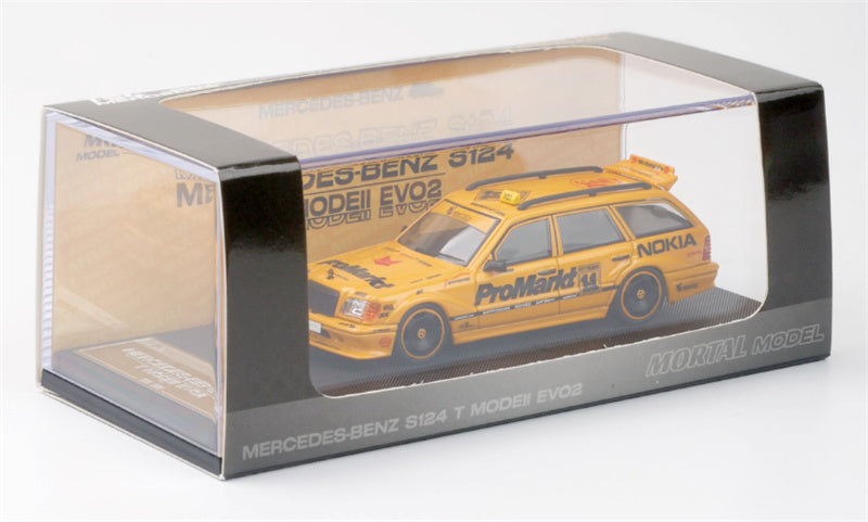 Mortal Mercedes Benz S124 T MODEII EVO2 wagon Yellow taxi pancake wheels Limited Edition 999PCS ONLY 1:64 Car Pre-built Model view7