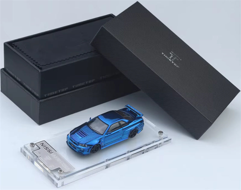 TIME TOP Nissan GTR R34 Carbon Electroplating Blue Limited Edition 999PCS ONLY 1:64 Car Pre-built Model view5