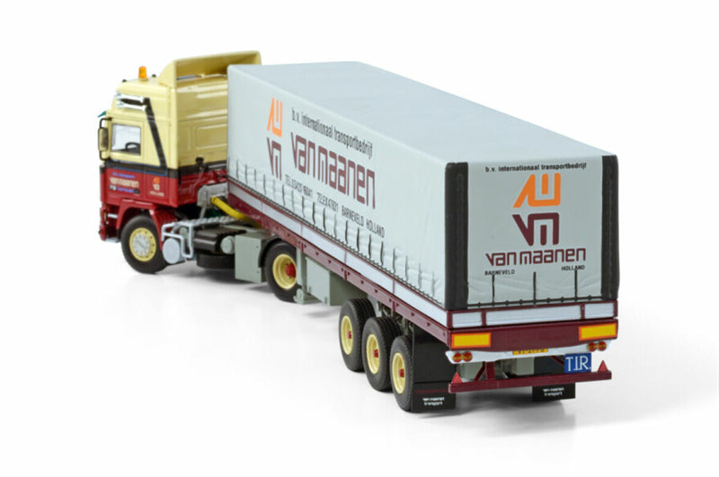 WSI VOLVO F12 GLOBETROTTER 4X2 CLASSIC CURTAINSIDE TRAILER - 3 AXLE Van Maanen 1:50 Truck Pre-built Model