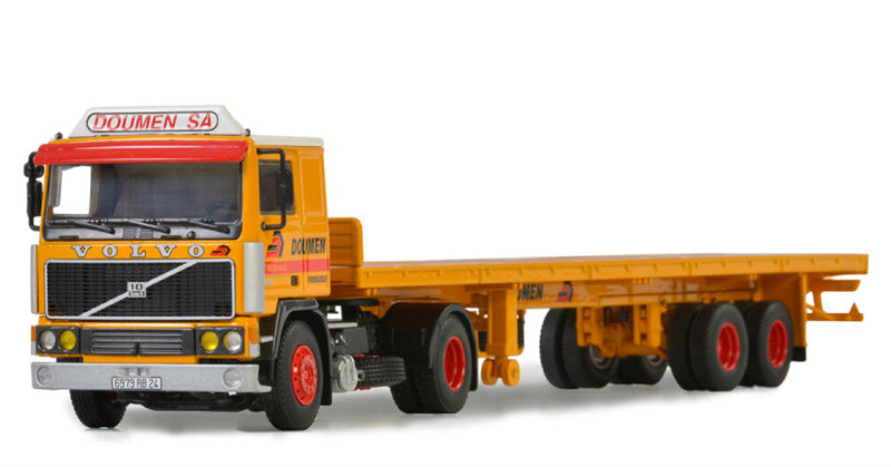 WSI VOLVO F12 4x2 FLATBED TRAILER CLASSIC - 2 AXLE Doumen 1:50 Truck Pre-built Model
