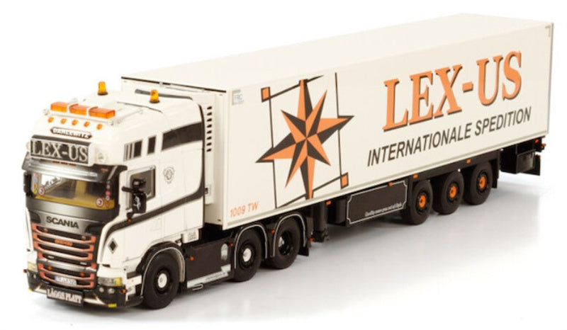 WSI SCANIA STREAMLINE TOPLINE 6X2 TWIN STEER REEFER TRAILER - 3 AXLE LEX-US 1:50 Truck Pre-built Model