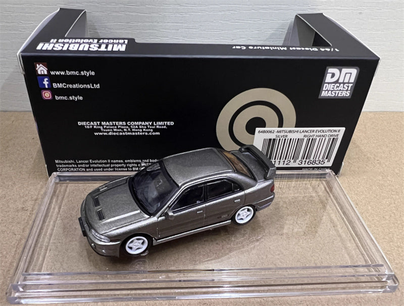 BM Creations MITSUBISHI LANCER EVO II RIGHT HAND DRIVE Silver 1:64 Car Pre-built Model