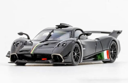 LCD 1:64 Pagani Huayra R Black Carbon model in a front three-quarter view