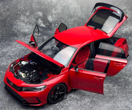 MOTORHELIX Honda Civic Type R FL5 Rallye Red 1:18 diecast model — 699-unit limited edition pre-built, side profile view