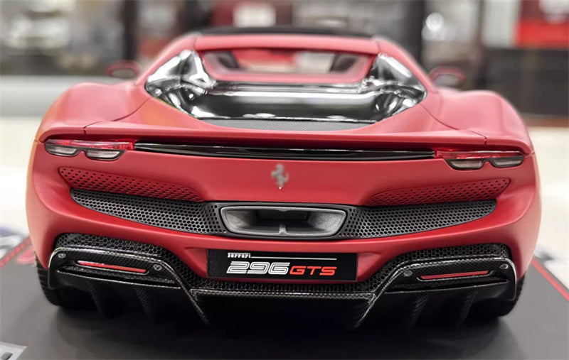 BBR MODELS Ferrari 296GTS convertible Matte Red Black Wheel Red caliper Leather base Limited Edition 1:18 Car Pre-built Model view10