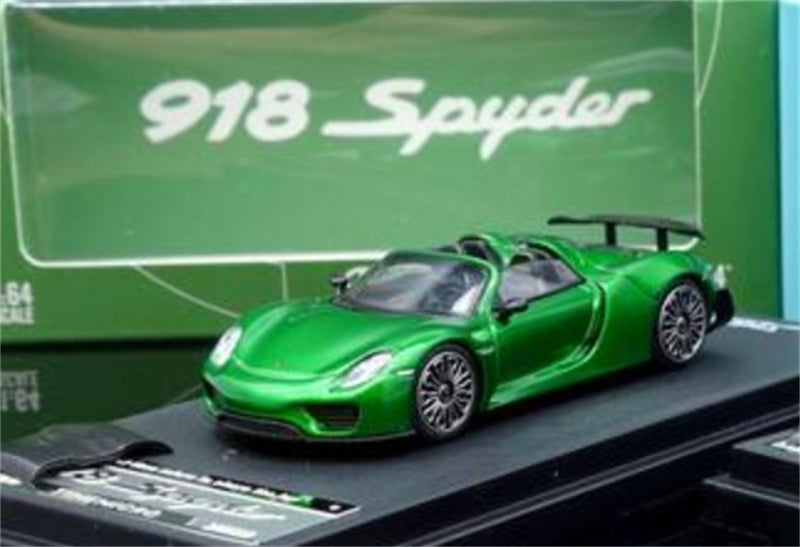 TimeMicro Porsche 918 Spyder Metallic Green Regular Version Limited Edition 999PCS ONLY 1:64 car Pre-built Model view5