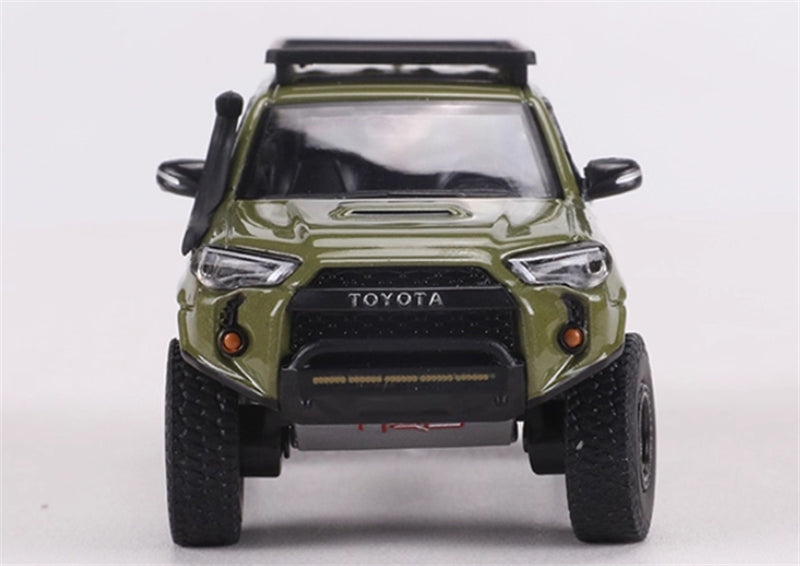 GCD Toyota 4Runner TRD PRO Overland SUV Modified Version Green w/ 13 Parts LHD 1:64 Car Pre-built Model view2