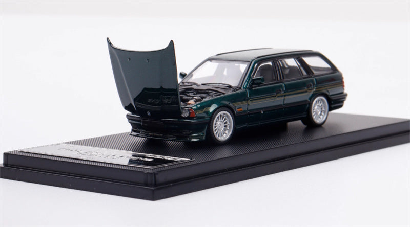 Mortal BMW E34 ALPINA B10 TOURING 5 Series Green Gold Strip Limited Edition 999PCS ONLY 1:64 Car Pre-built Model view1