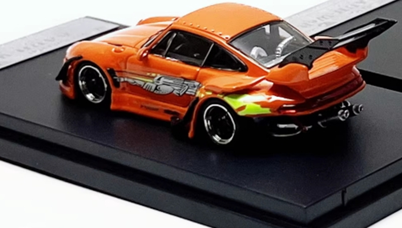 1:64 Porsche 911 RWB 993 Orange SW DIECAST High Wing Model