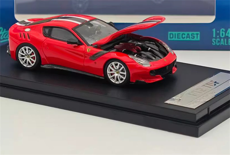 Stance Hunters Ferrari F12 TDF Supercar Limited Edition 799PCS ONLY Red - Black White stripes 1:64 Car Pre-built Model view5