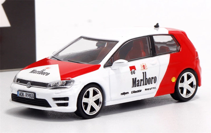 ZOOM Volkswagen Golf 7R Small Steel Cannon Limited Edition 499PCS ONLY Marlboro Edition 1:64 Car Pre-built Model view1