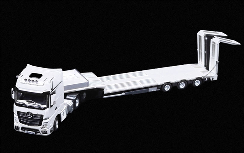 TimeMicro & Perka Mercedes BENZ ACTROS FLATBED TRANSPORT VEHICLE White 1:64 Truck Pre-built Model view5