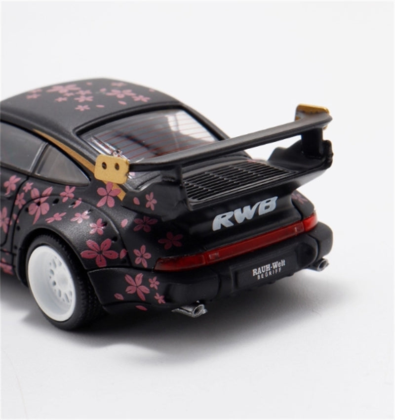 1:64 Porsche 911 RWB964 Matte Black with Cherry Blossom BSC DIECAST Limited Edition 499pcs ONLY Model
