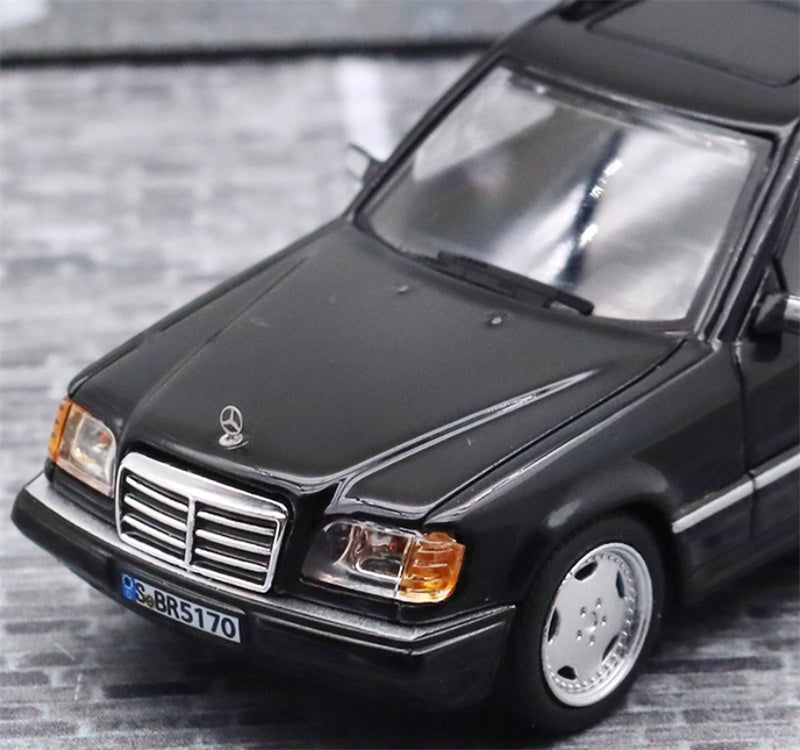 Mortal Mercedes Benz E-Class E300 station wagon S124 with 2 bicycles and luggage rack Black - Silver Wheel Regular Edition Limited Edition 599PCS ONLY 1:64 Car Pre-built Model view6