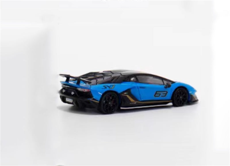 MAXWELL Lamborghini Aventador SVJ 63 Roadster Blue hardtop 1:64 Car Pre-built Model view2