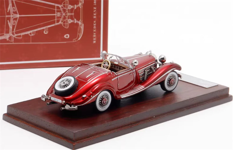 Liberty 64 Mercedes Benz 500K Classic Vintage Car Bordeaux red - with top cover 1:64 Car Pre-built Airliner Model Display view4