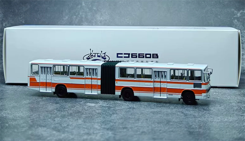 YAN BI DA Yangtze River CJ660B articulated bus Orange white 1:64 Car Pre-built Model view7